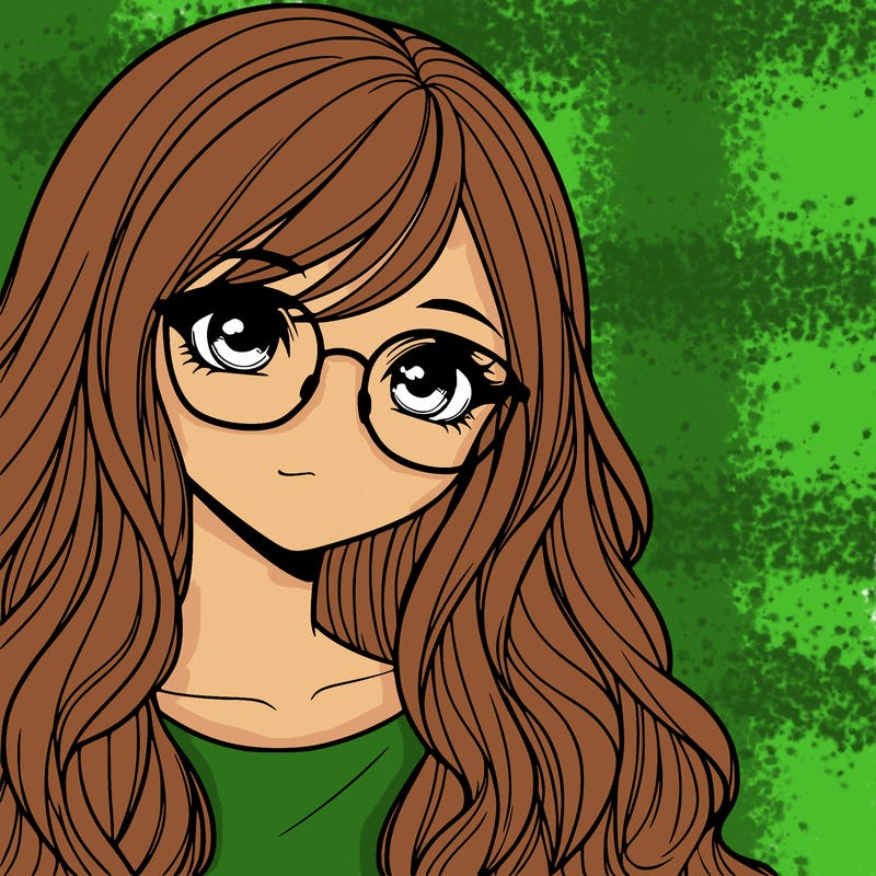 a realistic girl with glasses and long hair