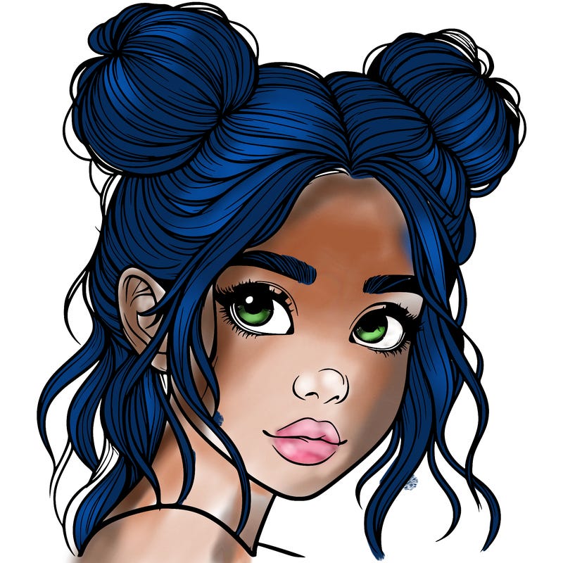 realistic girl with hair buns on her head
