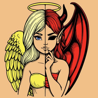 realistic angel half demon