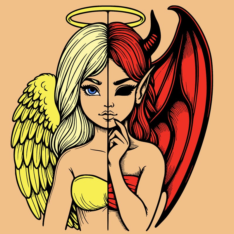 realistic angel half demon