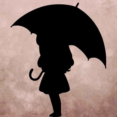 lonely girl holding black umbrella