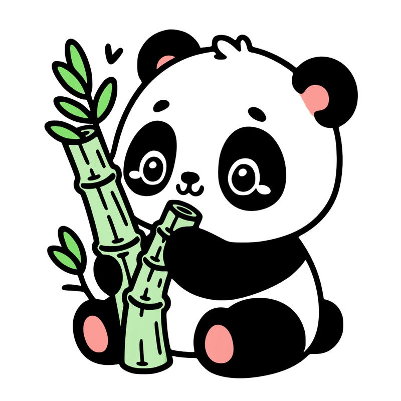 cute panda eating bamboe