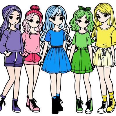 a group of five girls