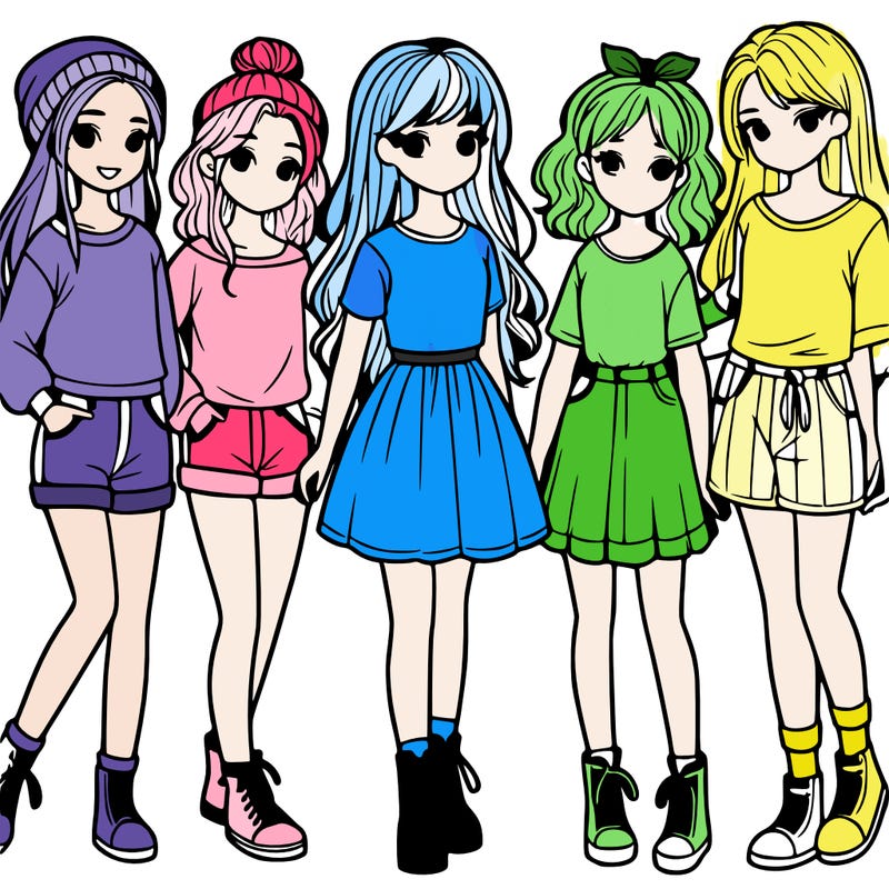 a group of five girls