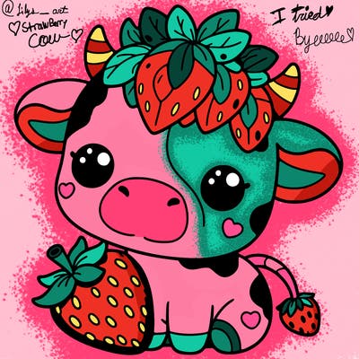 cute strawberry cow