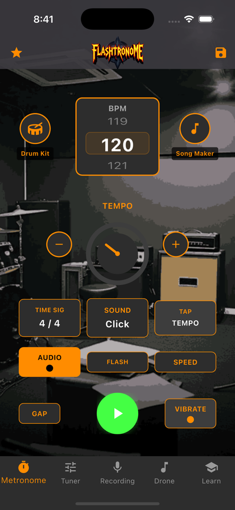 Flashtronome - Flashtronome app metronome main screen with BPM and rhythm settings