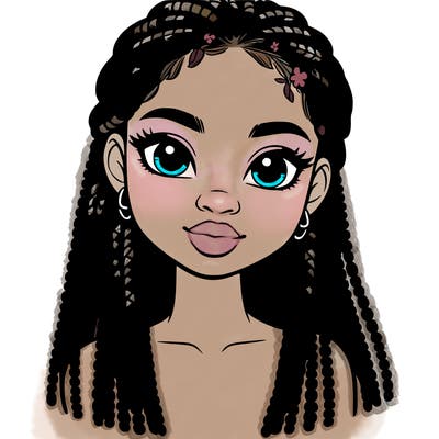 a realistic black girl with braids