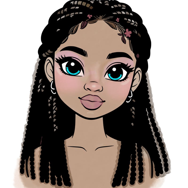 a realistic black girl with braids