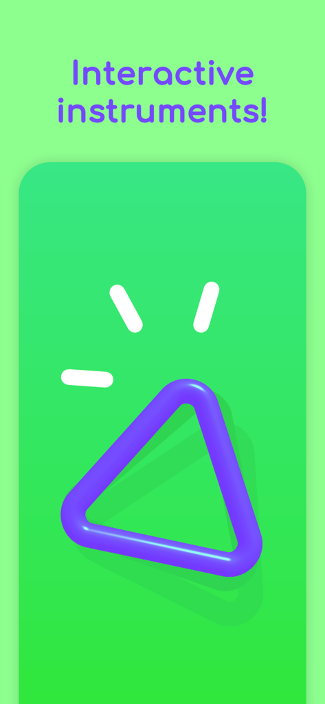 A purple digital triangle instrument on a bright green background from the Jam Toys app