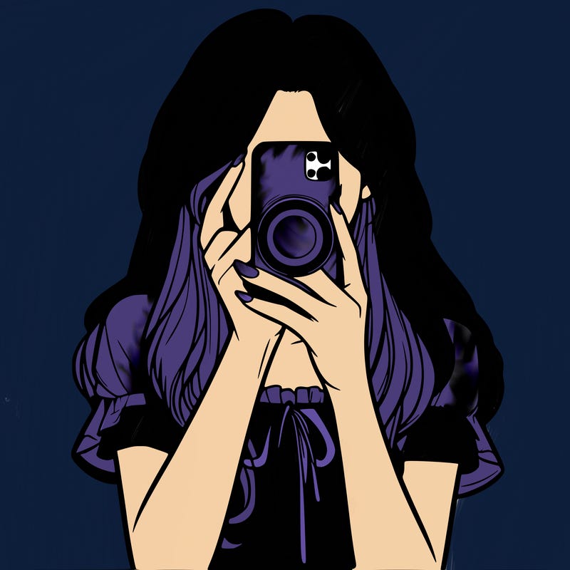 a realistic girl holding her phone taking pictures