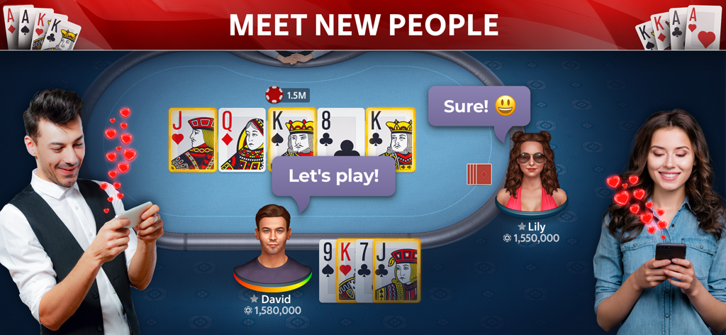 オマハ・ポーカー：Pokeristアプリ内でチャットやアバターを通じて交流するプレイヤー