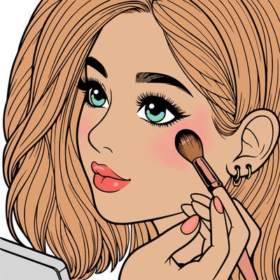 a realistic girl doing her makeup