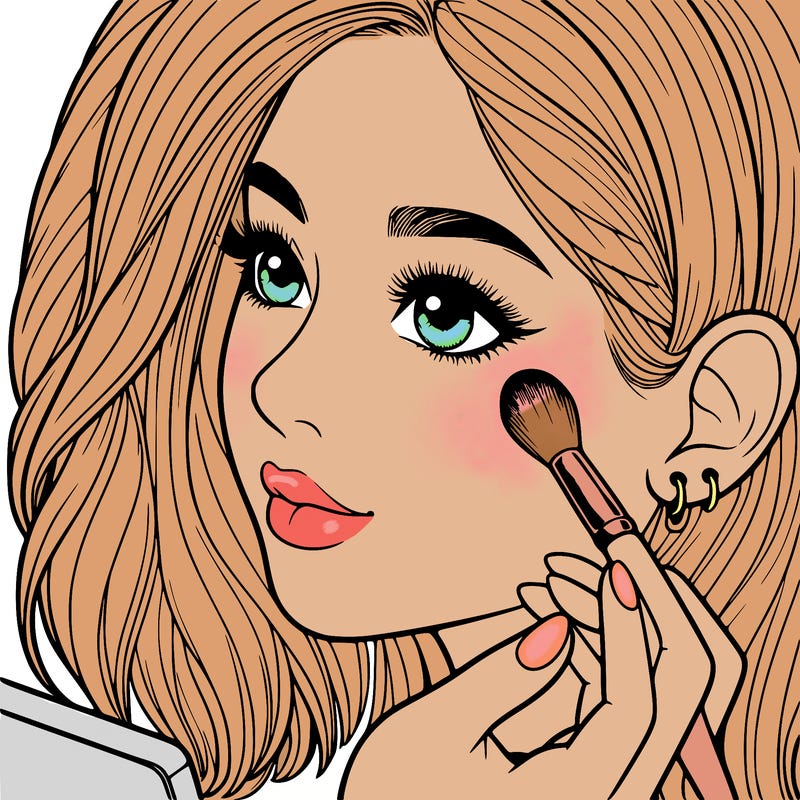 a realistic girl doing her makeup