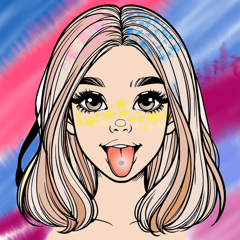 realistic girl with her tongue out