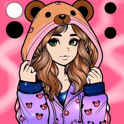 realistic girl in a animal pjs hoodie