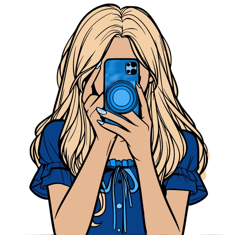 a realistic girl holding her phone taking pictures