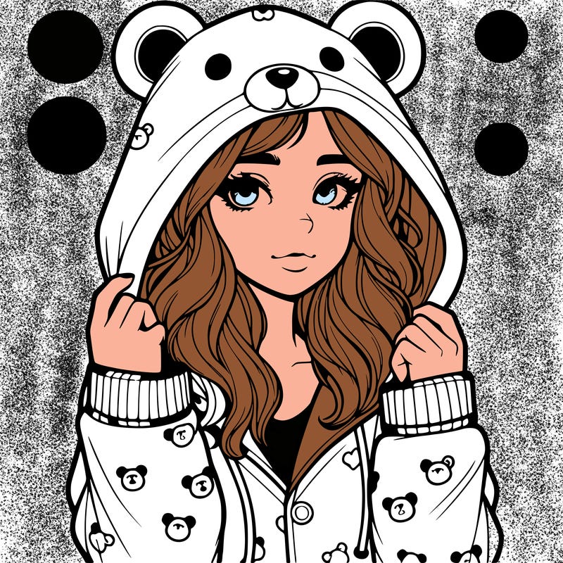 realistic girl in a animal pjs hoodie
