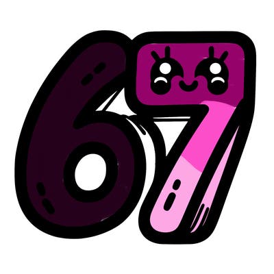 the numbers 67