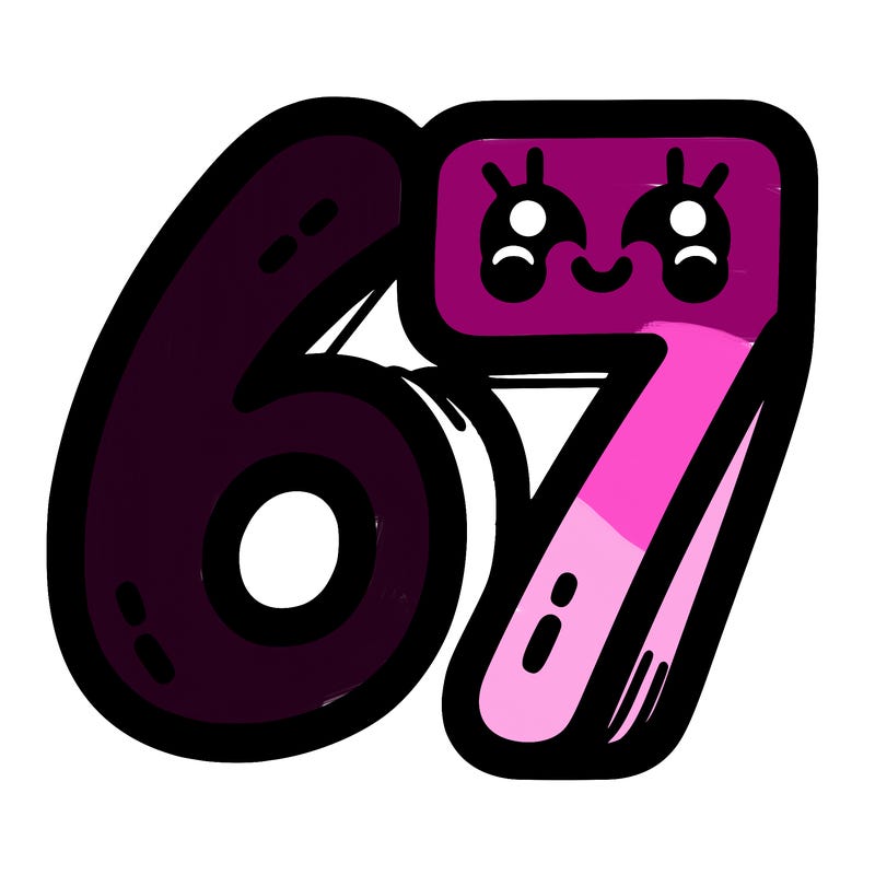 the numbers 67