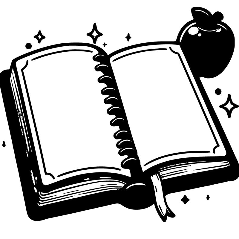 big blank open journal with blank background