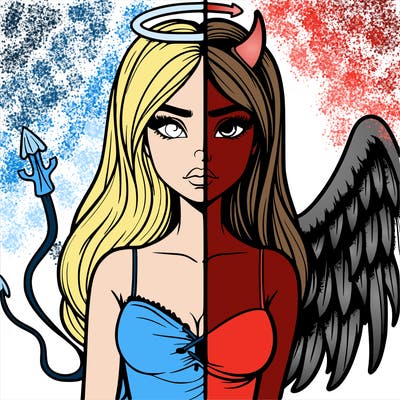 devil vs angel realistic girl
