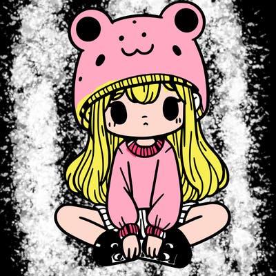 a girl wearing a frog hat and some frog socks