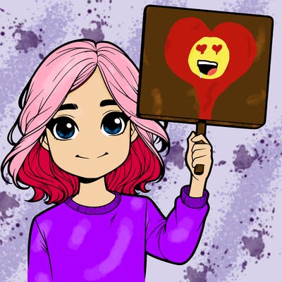 realistic girl holding up a sign