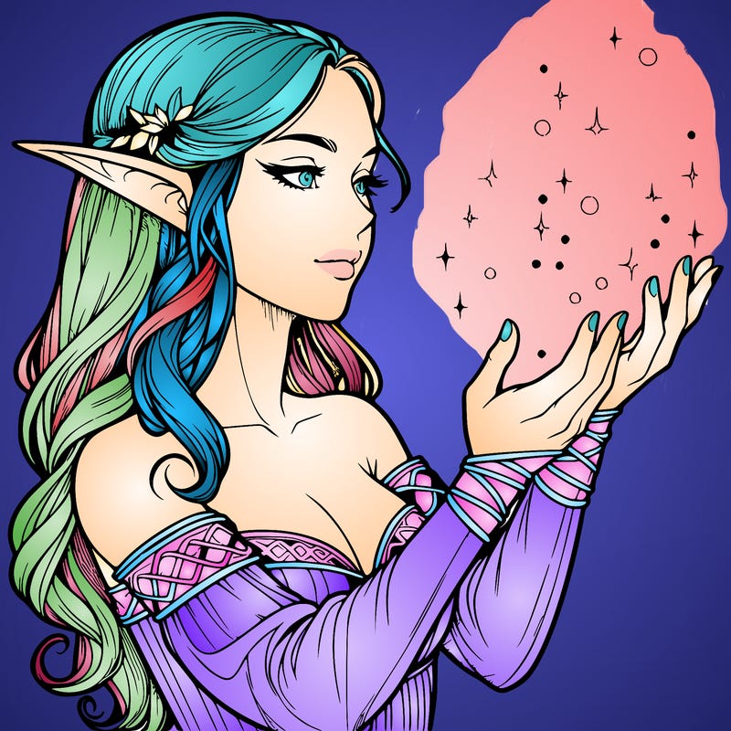realistic elf girl doing magic