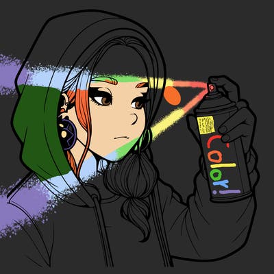 a realistic girl, spray painting