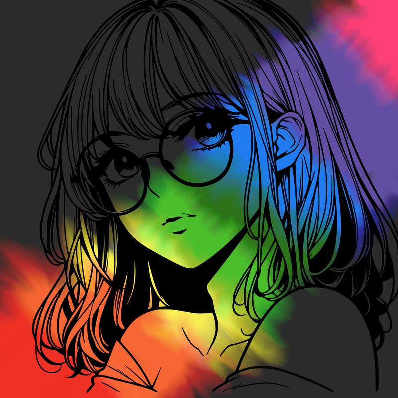 manga woman character with glasses and nice lips
