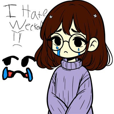 sad girl with glasses in a sweater