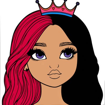 a realistic girl with a crown on