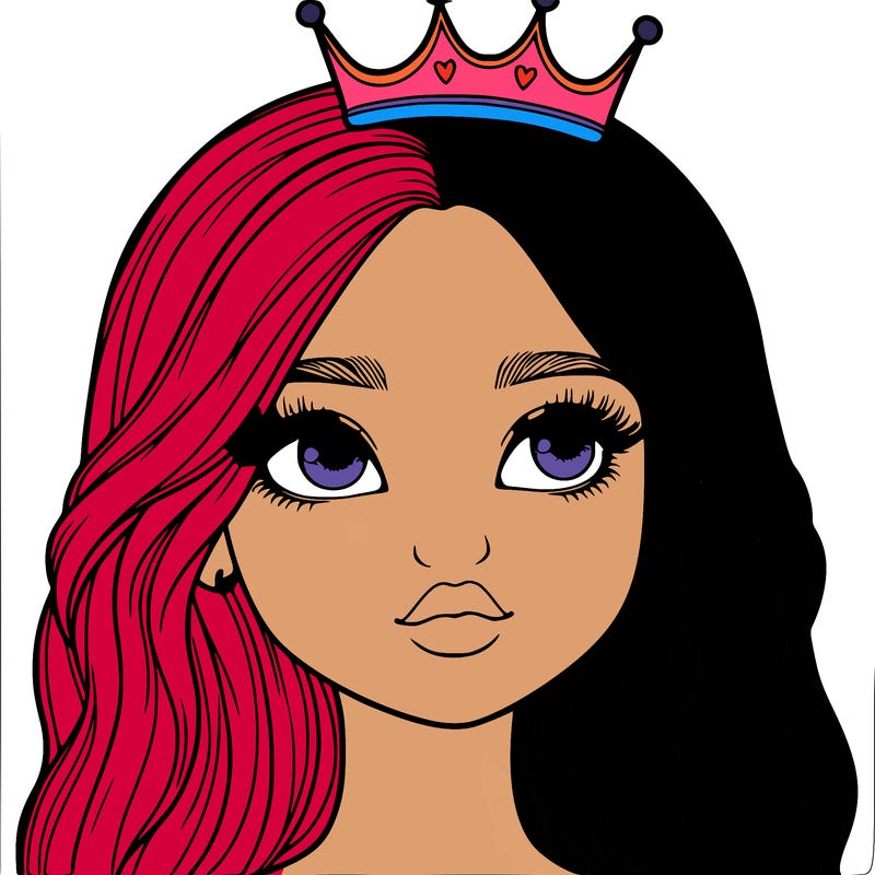 a realistic girl with a crown on