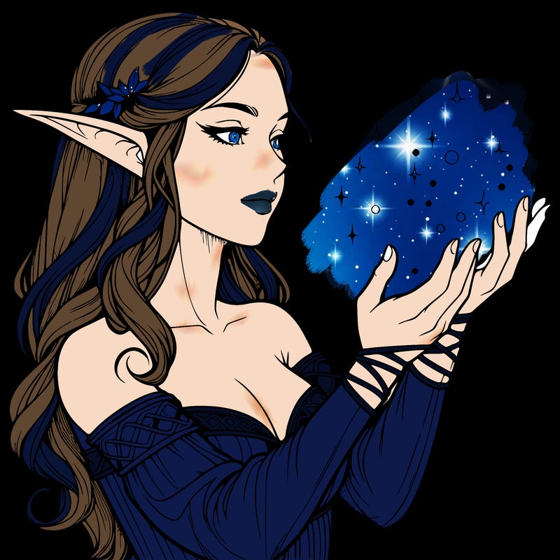 realistic elf girl doing magic