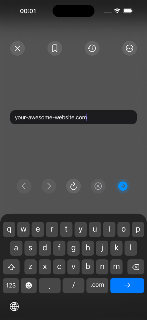 ZenBrowser minimalistische Dunkelmodus-Oberfläche mit Adressleiste und Tastatur