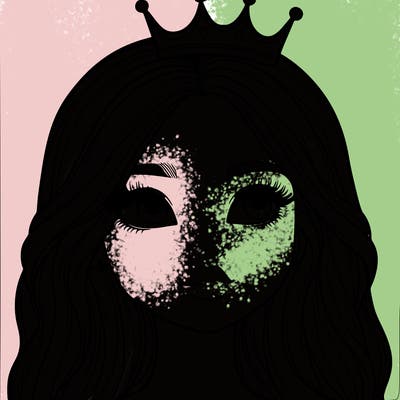 a realistic girl with a crown on