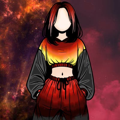 realistic girl faceless with baggy pants and a crop top