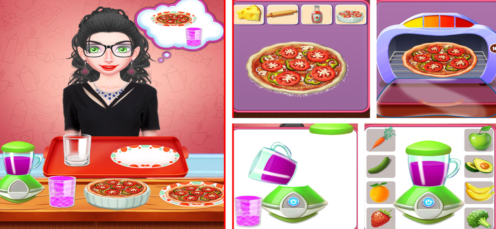 Crazy Mad Teacher Science Game - Teacher character with pizza and smoothie cooking mini games