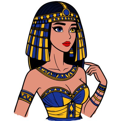 realistic woman wearing a cleopatra costume