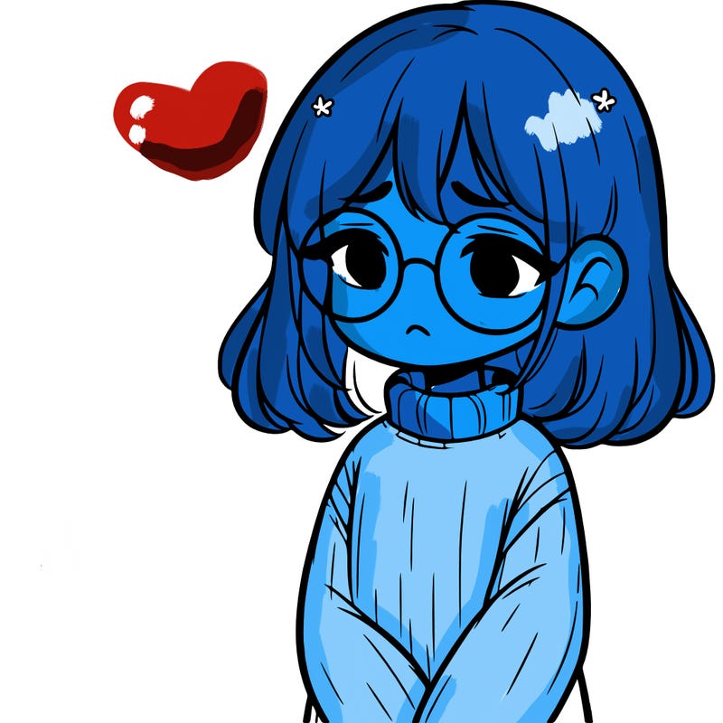 sad girl with glasses in a sweater