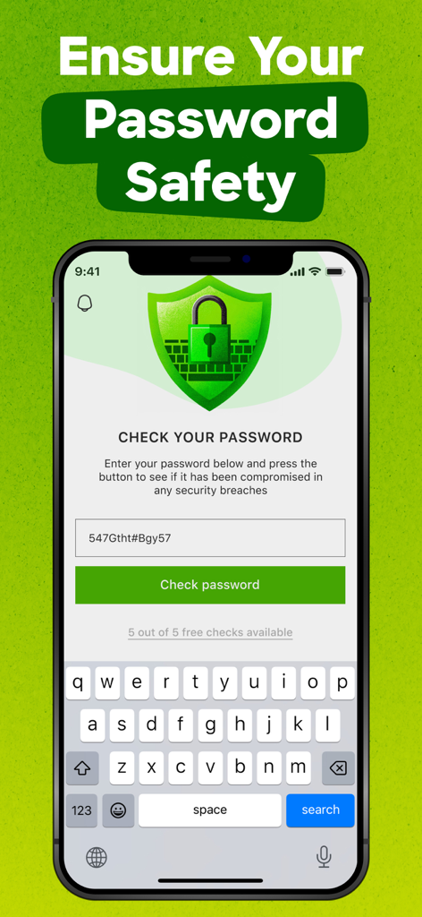 Ein Screenshot der Digital Armor App-Oberfläche zur Überprüfung, ob ein Passwort bei einem Datenleck kompromittiert wurde