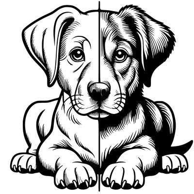 realistic dog split picture