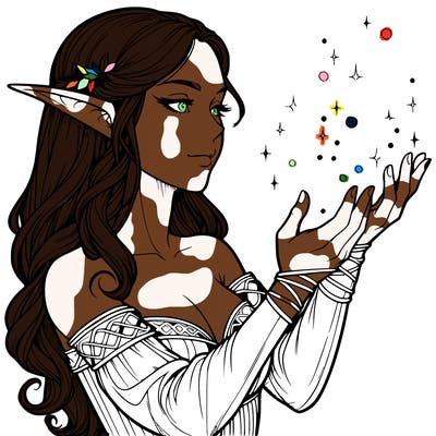 realistic elf girl doing magic