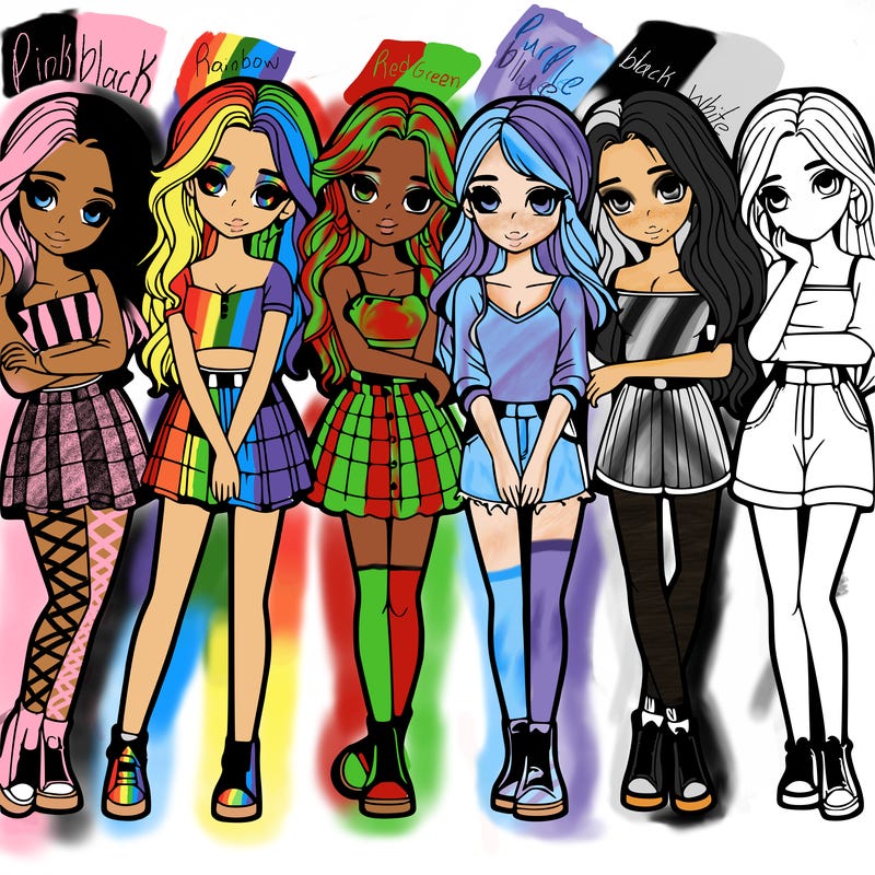 a group of girls realistic