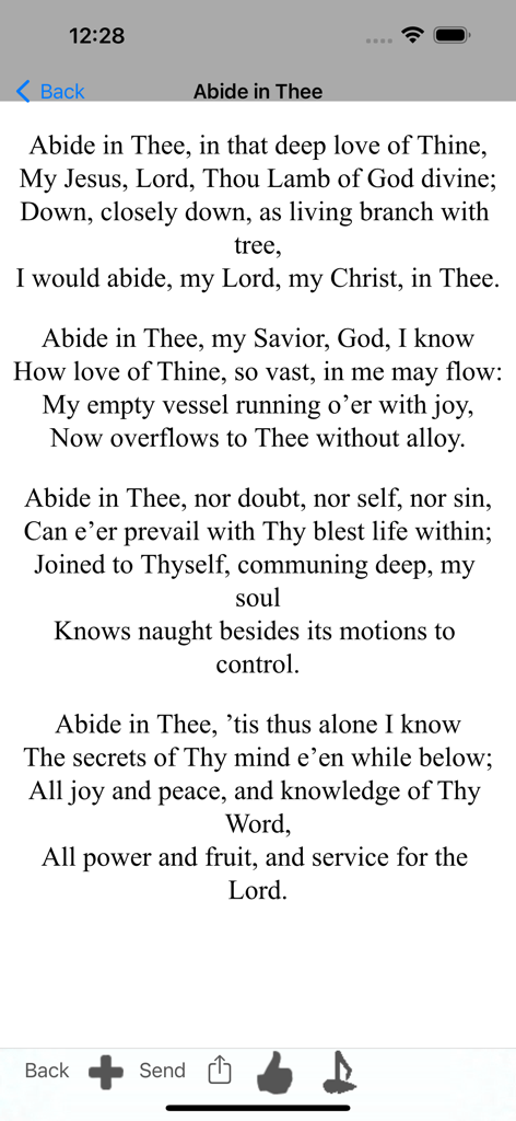 Worship Scores Lyrics & Tunes - Hymn lyrics for Abide in Thee in the Worship Scores app