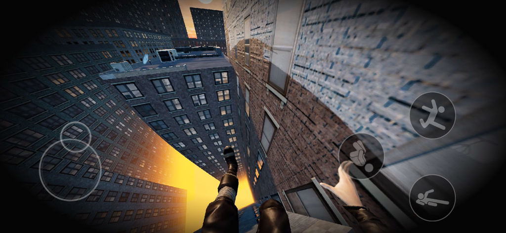 Rooftops Parkour Freerun - First-Person-Bodycam-Ansicht von Parkour-Stunts an urbanen Wolkenkratzern