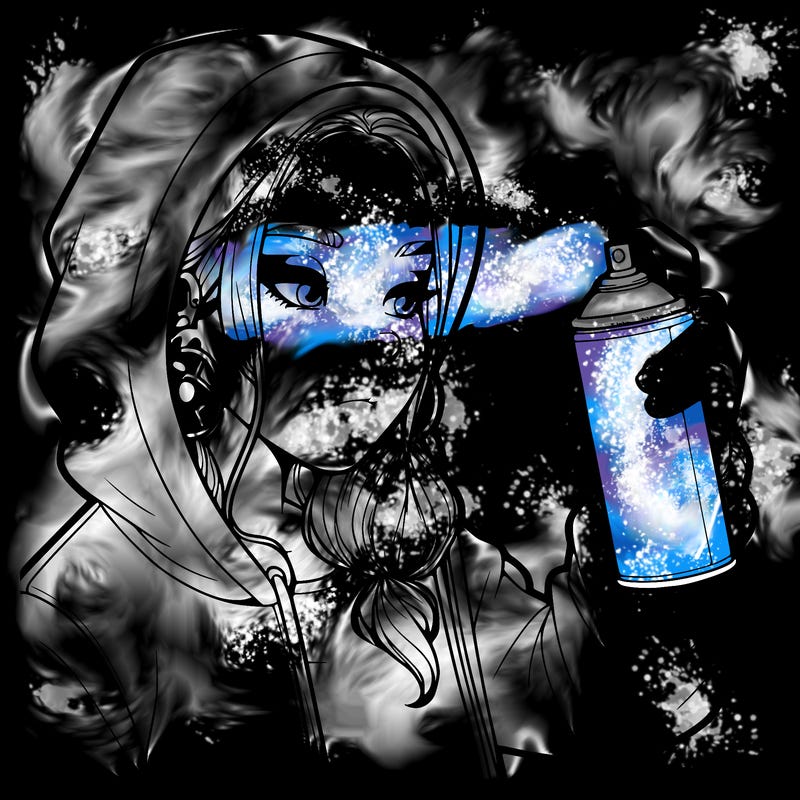 a realistic girl, spray painting