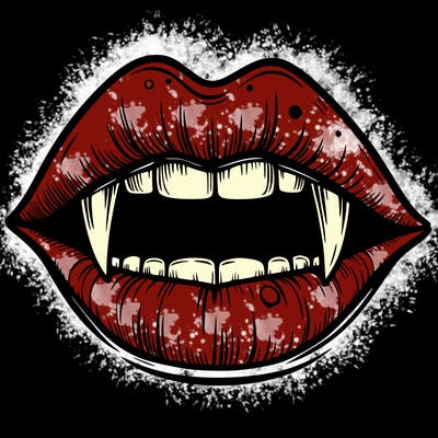 lips with vampire teeth