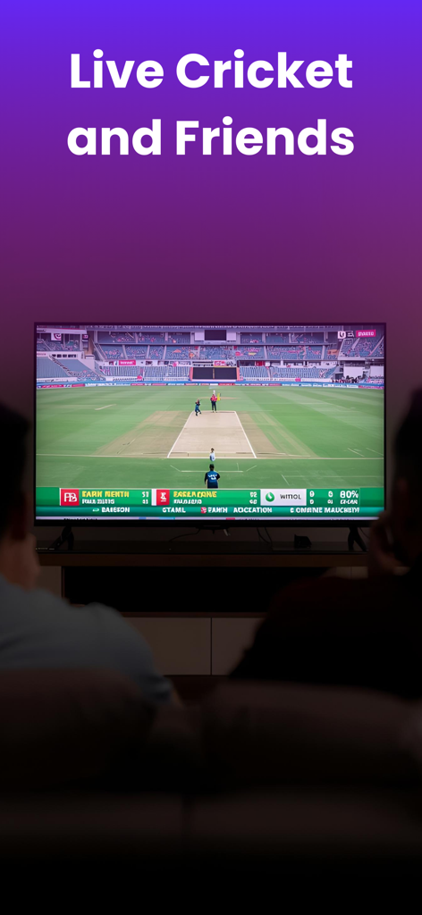 Dos personas viendo un partido de cricket en vivo en una pantalla de televisión