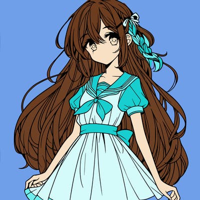 manga girl with long hair and dress